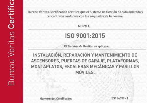 calidad normativa ascensores certificado iso 9001-2015